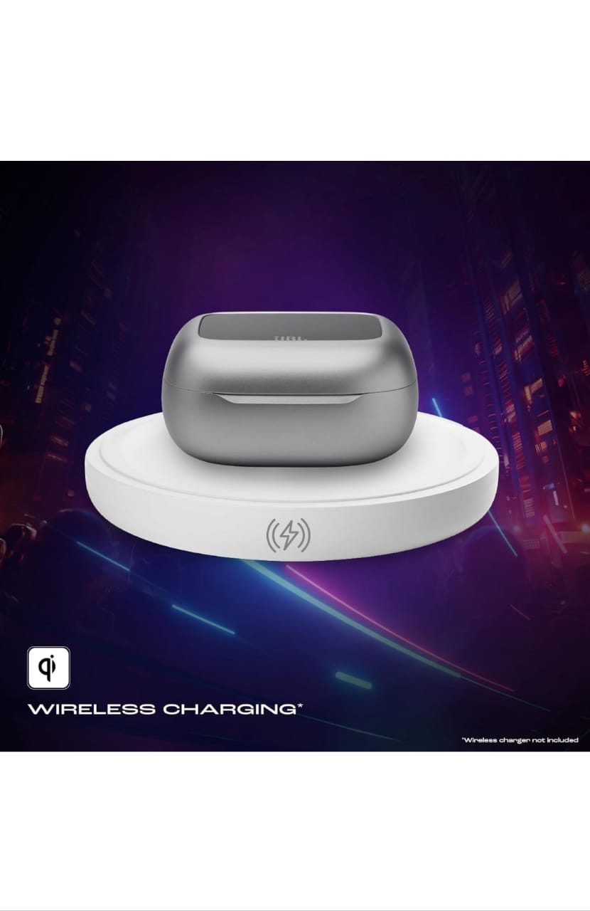 JBL New Launch Live Beam 3 TWS,Hi-Res Audio True ANC Earbuds,Smart Case with Touch Display,48H Playtime,Wireless Charging,6 Mic,Multipoint Connection,Ip55 Proof, (Refurbished),Personi-Fi 3.0 (Silver) Earphones