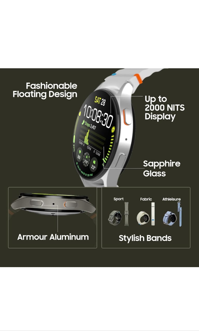 Samsung Galaxy Watch 7 (40mm, Green, BT+LTE) with 3nm Processor | Dual GPS | Sapphire Glass & Armour Aluminum |(Refurbished