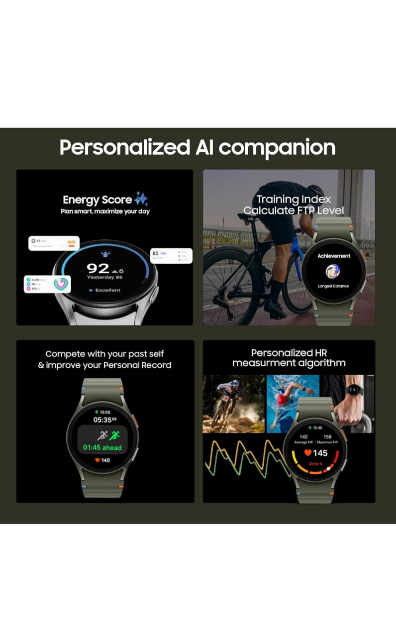 Samsung Galaxy Watch 7 (40mm, Green, BT+LTE) with 3nm Processor | Dual GPS | Sapphire Glass & Armour Aluminum |(Refurbished